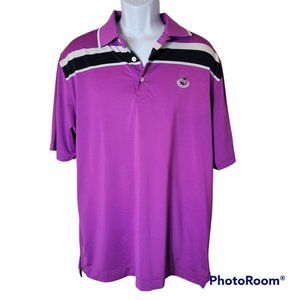Footjoy Men's Purple Golf Polo with Black Stripe and CW Logo Size Large
